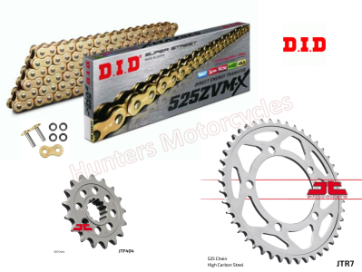 BMW S1000RR DID Gold ZVMX-Ring Super Heavy Duty Chain and JT Sprockets Kit
