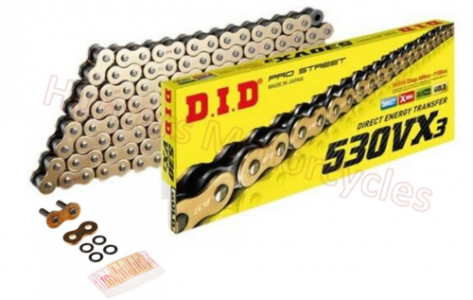 DID 530 VX3 Gold 122 Link X-Ring Heavy Duty Motorcycle Chain