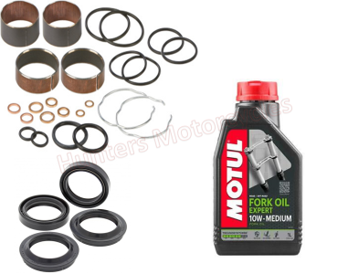 Front Fork Bushes and Front Fork Seals with Dust Seals and Fork Oil (38-6090-56-132-10W)