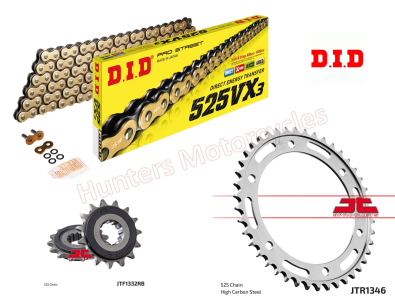Honda CB1000R DID Gold X-Ring Chain and JT Silent Sprocket Kit