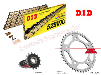 Honda CB600 Hornet D.I.D Gold X Ring Chain and JT Quiet Sprocket Kit (1998 to 2006)