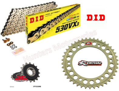 Honda CBR1000RR DID Gold X-Ring Chain and Renthal Sprocket Kit (2008 to 2016) OUT OF STOCK