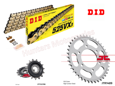 Kawasaki Z1000 A D.I.D Gold X Ring Chain and JT Quiet Sprocket Kit (2003 to 2006)