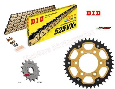Kawasaki Z1000 SX DID Gold X-Ring Chain and Super Sprox Stealth Sprocket Kit (2011 to 2019) OUT OF STOCK
