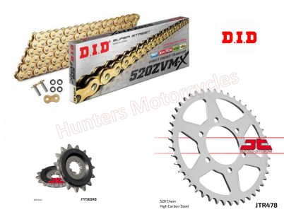 Kawasaki Z650 RS DID Upgrade ZVMX Gold X-Ring Chain and JT Quiet Sprocket Kit