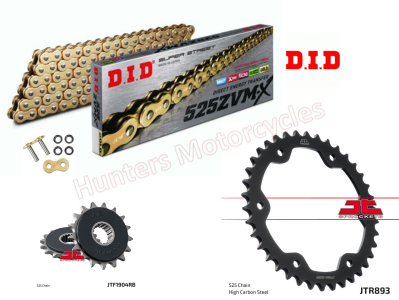 KTM 1290 Superduke R DID Gold ZVM X-Ring Upgrade Chain and JT Sprockets Kit