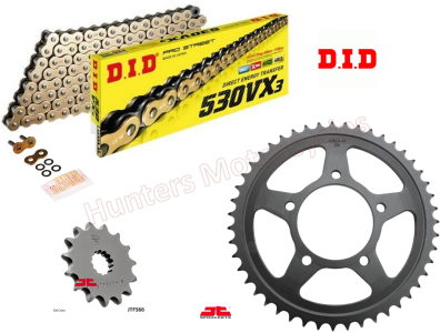 Suzuki GSF600 Bandit D.I.D Gold X Ring Chain and JT Black Sprocket Kit (2000 to 2004)