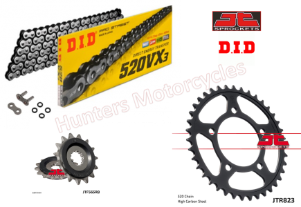 Suzuki SV650 A D.I.D X Ring Chain and JT Quiet Sprocket Kit (2016 to 2022)