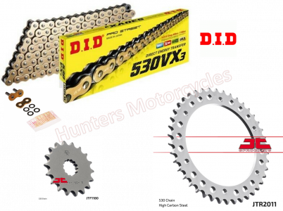 Triumph 1050 Speed Triple R Gold DID X-Ring Chain and JT Sprockets Kit (2012 to 2018)