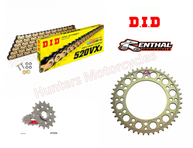 Triumph 675 Street Triple DID 520 Gold X-Ring Chain and Renthal Sprocket Kit