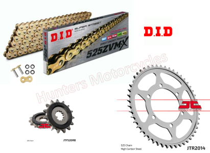 Triumph 800 Tiger XRX DID Gold ZVMX-Ring Super Heavy Duty Chain and JT Sprockets Kit