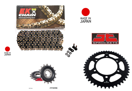 Yamaha 900 Tracer GT Black and Gold X-Ring Japanese EK Chain and Black JT Sprocket Kit (2018 to 2020)