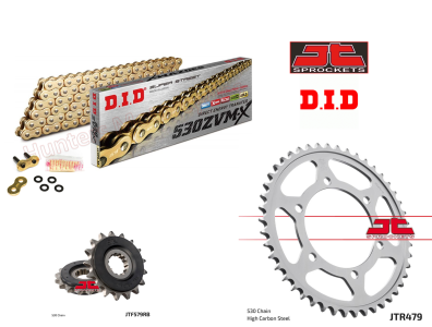 Yamaha FZ1 N & NA DID ZVMX Gold X-Ring Super Heavy Duty Chain and JT Sprockets Kit