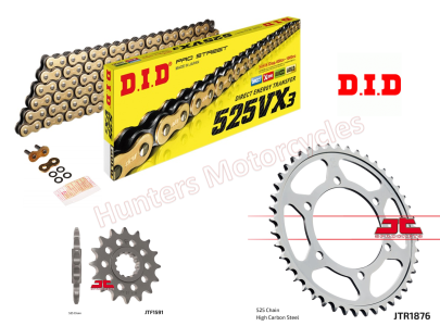 Yamaha MT07 Tracer D.I.D Gold X-Ring Chain and JT Sprockets Kit (2017 to 2019)