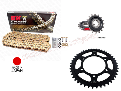 Yamaha MT09 Tracer Gold X-Ring Japanese EK Chain and Black JT Sprocket Kit (2015 to 2017)