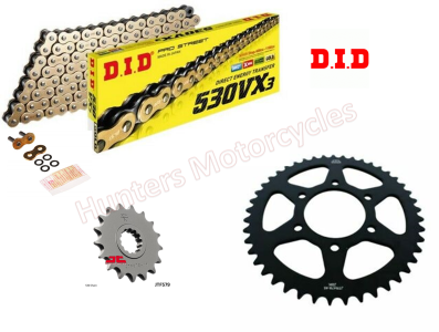 Yamaha R1 D.I.D Gold X-Ring Chain and Black JT Sprocket Kit (2006 to 2008)