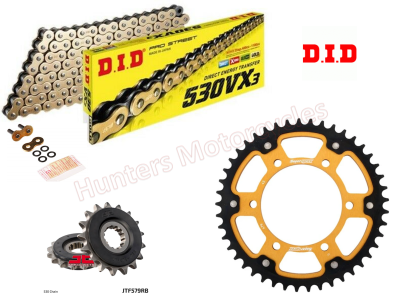 Yamaha R1 DID Gold X-Ring Chain and SuperSprox Stealth Sprocket Kit (2006 to 2008)