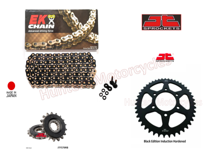 Yamaha R1 EK Black and Gold X-Ring Japanese Chain and Black JT Sprocket Kit (1999 to 2003) OUT OF STOCK