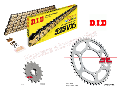 Yamaha R6 D.I.D Gold X-Ring Chain and JT Sprockets Kit (2006 to 2020)