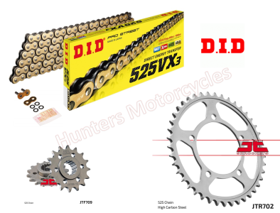 Aprilia 750 Shiver DID Gold X-Ring Chain and JT Sprockets Kit (2007 to 2016)