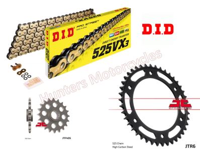 BMW F800 R (K73) DID Gold X-Ring Chain and JT Sprockets Kit (for 8.5 mm bolts)