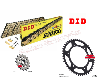 BMW G310 GS DID Heavy Duty Gold X-Ring Chain and JT Sprockets Kit