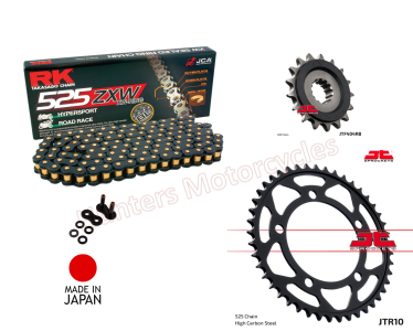 BMW S1000R Black and Gold RK ZXW X-Ring Chain and JT Black Sprocket Kit