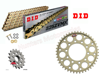 BMW S1000RR DID Gold ZVMX-Ring Chain and Renthal Sprocket Kit Set (2012 to 2018)