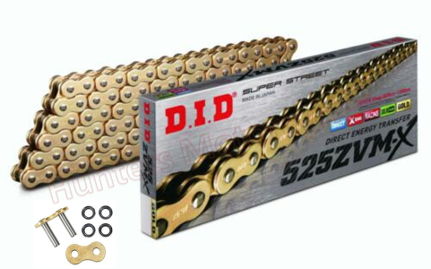 DID 525 ZVMX GG Gold 118 Link X-Ring Ultra Heavy Duty Chain from