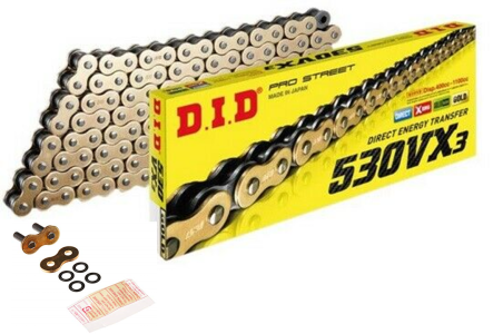 DID 530 VX Gold 104 Link X-Ring Heavy Duty Motorcycle Chain