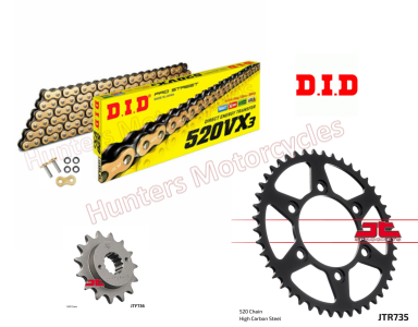 Ducati 696 Monster D.I.D Gold X-Ring Chain and JT Sprocket Kit (2008 to 2014)