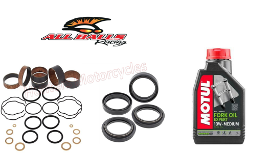 Front Fork Bushes and Front Fork Seals with Dust Seals and Fork Oil (38-6096-56-129-10W)