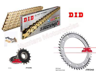 Honda CB1000R DID ZVMX-2 Gold X-Ring Ultra Heavy Chain and JT RB Sprocket Kit