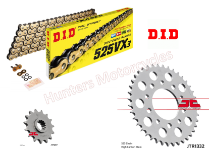 Honda CB400 Super Four NC31 DID Gold X-Ring Chain and JT Sprockets Kit (1992 to 1995)