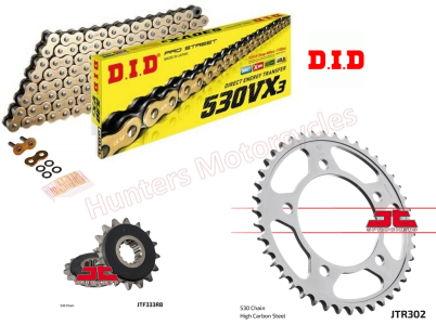 Honda CBF1000 DID Gold X-Ring Chain and JT Quiet Sprocket Kit (2011 to 2016)
