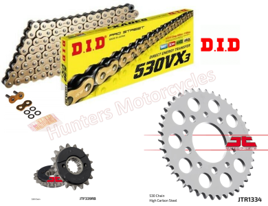 Honda CBR1000 F DID Gold X Ring Chain and JT Quiet Sprocket Kit (1996 to 2000)