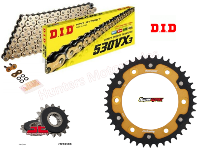 Honda CBR1000RR Fireblade DID Gold X-Ring Chain and Super Sprox Stealth Sprocket Kit