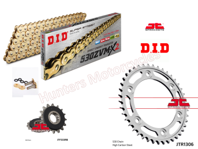 Honda CBR1000RR Fireblade DID ZVMX-2 Gold Ultra Heavy Duty X-Ring Chain & JT Sprocket Kit