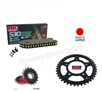 Honda CBR1100 Blackbird Black & Gold RK (Japanese) X-Ring Chain and JT Black Sprocket Kit