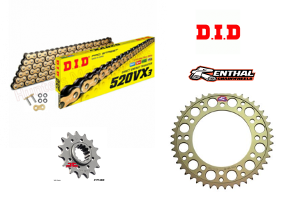 Honda CBR600 F4i DID Gold X-Ring Chain and Renthal 520 Race Sprocket Kit (OUT OF STOCK)