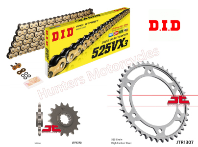 Honda CBR600 F4i DID Gold X-Ring Chain and JT Sprockets Kit 2002 to 2007