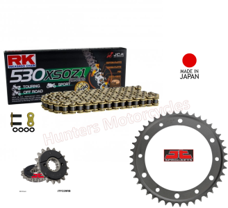 Honda VFR800 Fi Gold X-Ring RK (Japanese) Chain and JT Black RB Sprocket Kit