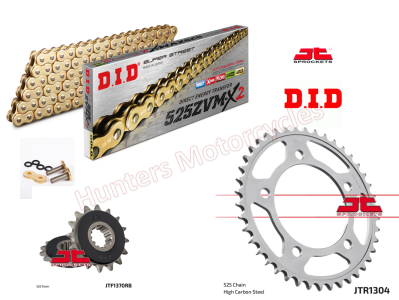 Honda XL1000 Varadero DID Heavy Duty Upgrade ZVMX2 Gold X-Ring Chain and JT Quiet Sprocket Kit