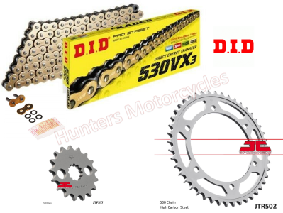 Kawasaki ZZR1100D DID Gold X-Ring Chain and JT Sprockets Kit 1993 to 1997