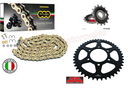 Kawasaki ER6 F & N Regina Gold Z-Ring Heavy Duty Chain and JT Black Sprocket Kit