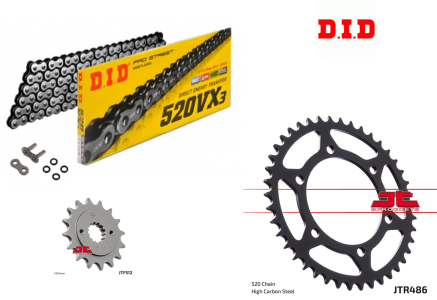 Kawasaki GPZ500S D.I.D X-Ring Chain and JT Sprockets Kit (1994 to 2005)