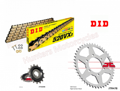 Kawasaki KLE650 Versys D.I.D Gold X Ring Chain and JT Quiet Sprocket Kit