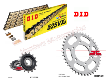 Kawasaki Z900 RS Cafe D.I.D Gold X Ring Chain and JT Quiet Sprocket Kit