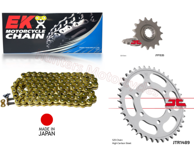Kawasaki ZX6R J1 & J2 EK Japanese Gold X-Ring Chain and JT Sprockets Kit
