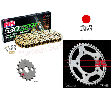 Kawasaki ZZR1400 Gold X-Ring RK (Japanese) Chain and JT Quiet Sprocket Kit (2012 to 2019)